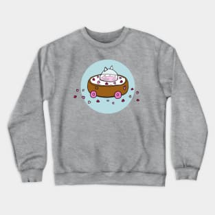 Valentine's Day Cat Donut Car with Heart Sprinkles T-Shirt Crewneck Sweatshirt